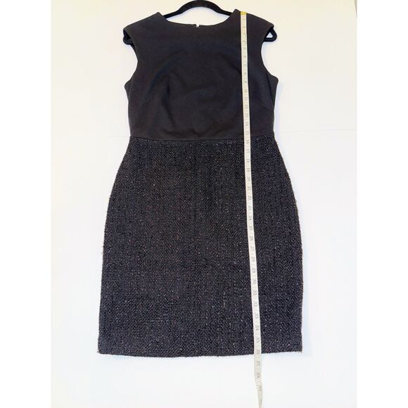 NWT Ann Taylor Black Sleeveless Sheath Dress Tweed Shimmer Bottom Petite 6 6P - Picture 8 of 12